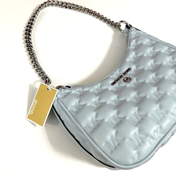 NWT Original $260 Michael Kors Jet Set Charm Small Chain Pouchette Embossed - Picture 1 of 9